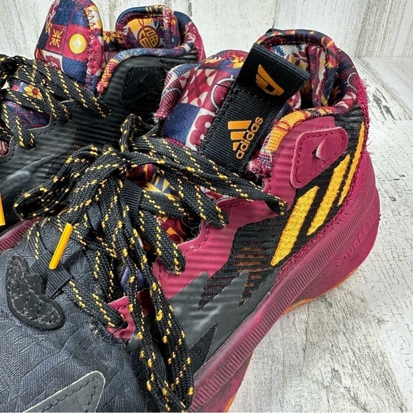 Adidas Dame 8 Lillard CNY Basketball Shoes Black Maroon #87 - Picture 6 of 10